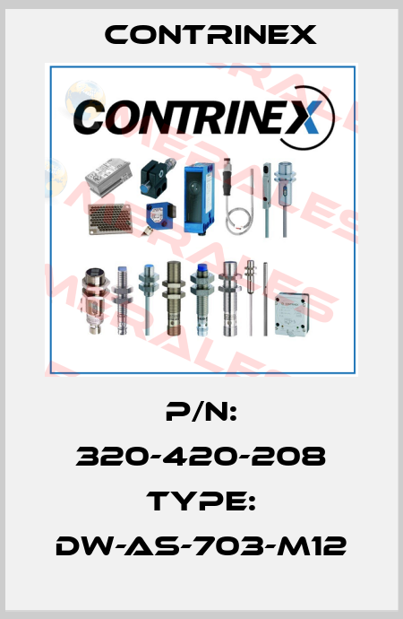 P/N: 320-420-208 Type: DW-AS-703-M12 Contrinex