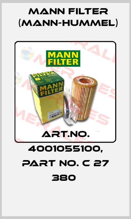 Art.No. 4001055100, Part No. C 27 380  Mann Filter (Mann-Hummel)