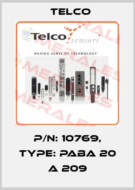 p/n: 10769, Type: PABA 20 A 209 Telco