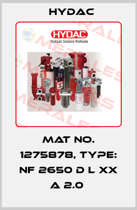 Mat No. 1275878, Type: NF 2650 D L XX A 2.0  Hydac