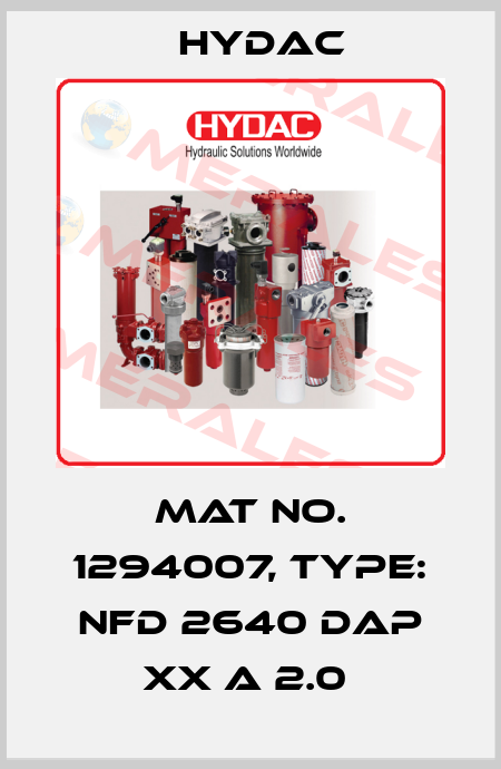 Mat No. 1294007, Type: NFD 2640 DAP XX A 2.0  Hydac
