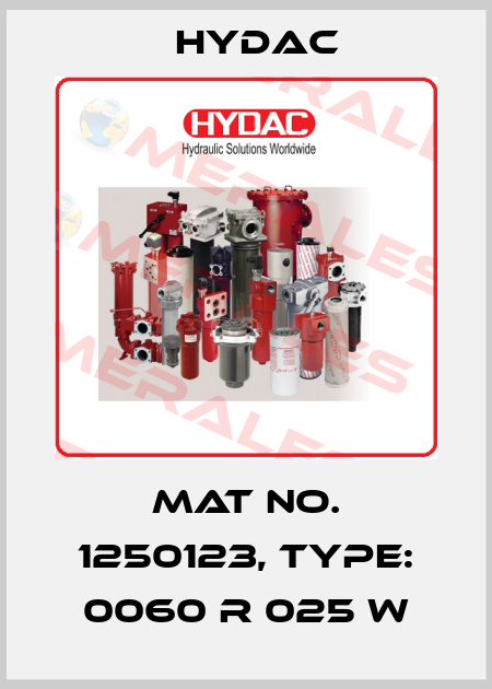 Mat No. 1250123, Type: 0060 R 025 W Hydac