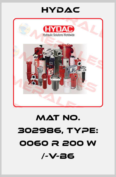 Mat No. 302986, Type: 0060 R 200 W /-V-B6 Hydac