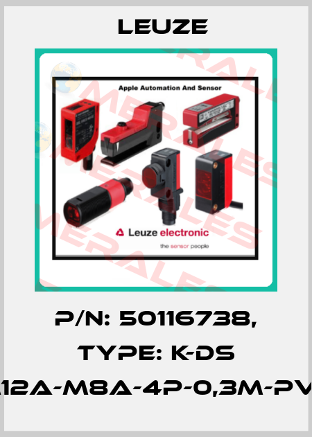 p/n: 50116738, Type: K-DS M12A-M8A-4P-0,3m-PVC Leuze