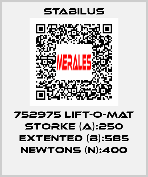 752975 LIFT-O-MAT STORKE (A):250 EXTENTED (B):585 NEWTONS (N):400 Stabilus