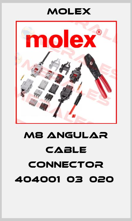 M8 angular cable connector 404001Р03М020   Molex