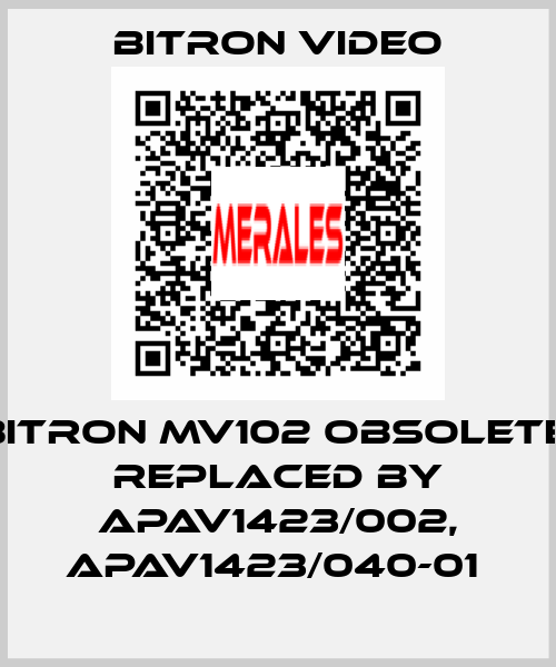  BITRON MV102 obsolete, replaced by APAV1423/002, APAV1423/040-01  Bitron video