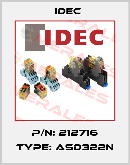 P/N: 212716 Type: ASD322N Idec