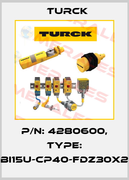 p/n: 4280600, Type: BI15U-CP40-FDZ30X2 Turck