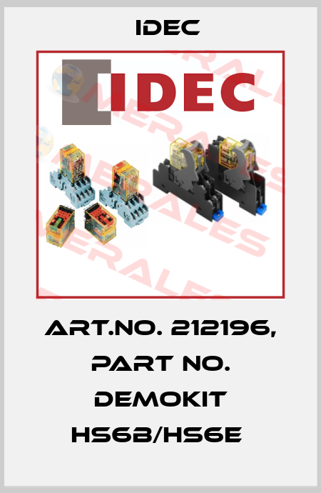 Art.No. 212196, Part No. Demokit HS6B/HS6E  Idec