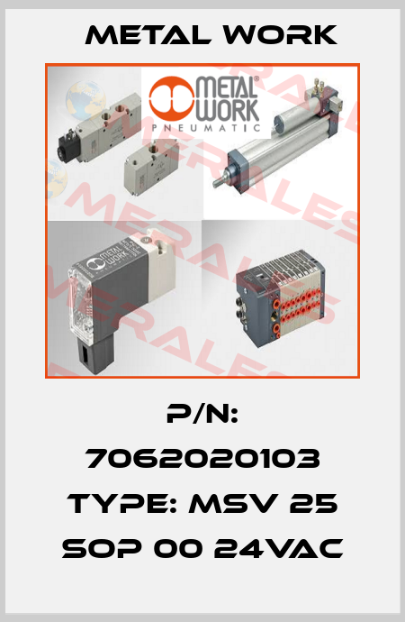 P/N: 7062020103 Type: MSV 25 SOP 00 24VAC Metal Work