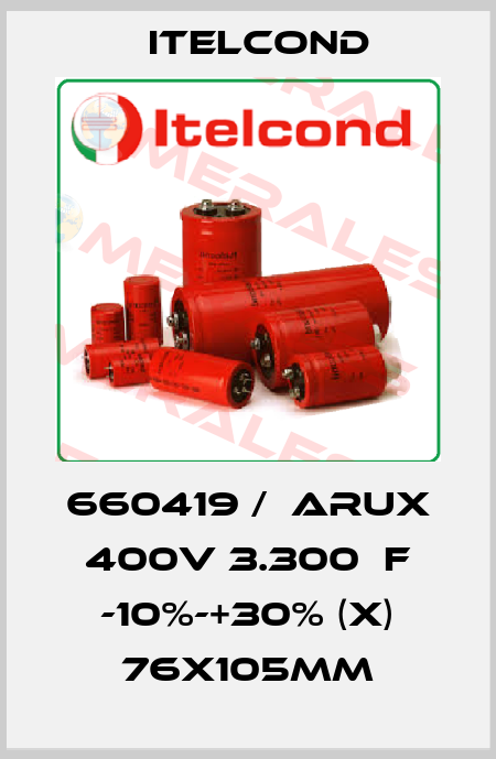 660419 /  ARUX 400V 3.300µF -10%-+30% (X) 76x105mm Itelcond
