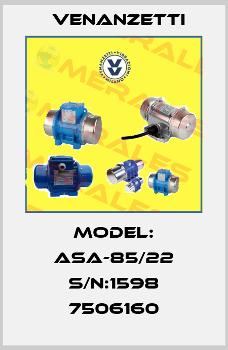 Model: ASA-85/22 S/N:1598 7506160 Venanzetti