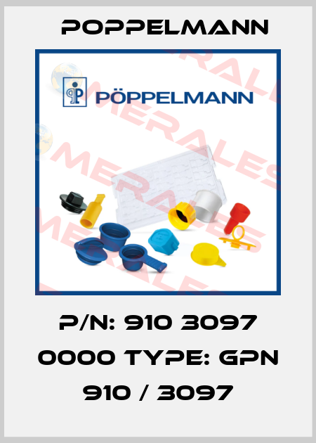 P/N: 910 3097 0000 Type: GPN 910 / 3097 Poppelmann