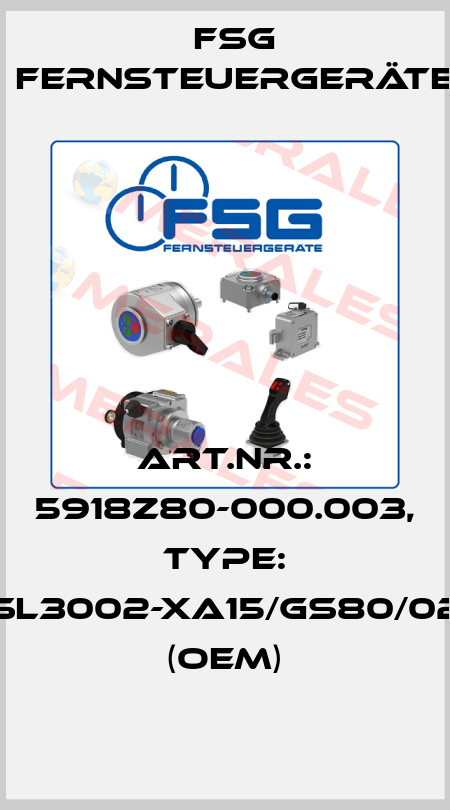 Art.Nr.: 5918Z80-000.003, Type: SL3002-XA15/GS80/02 (OEM) FSG Fernsteuergeräte