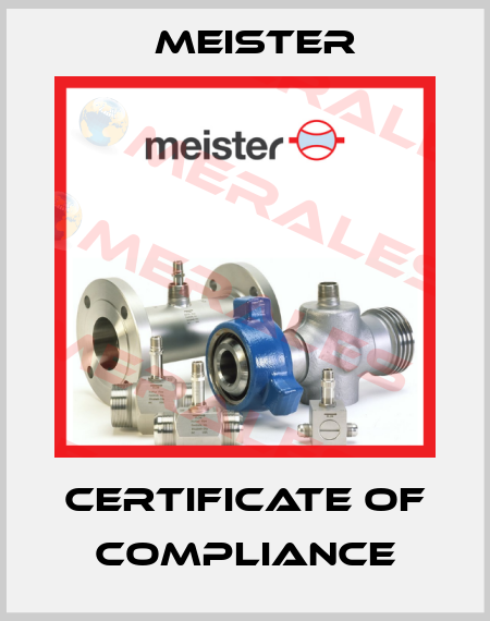 Certificate of Compliance Meister