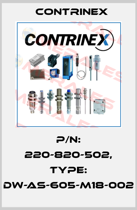 p/n: 220-820-502, Type: DW-AS-605-M18-002 Contrinex