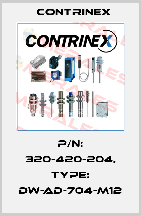 p/n: 320-420-204, Type: DW-AD-704-M12 Contrinex