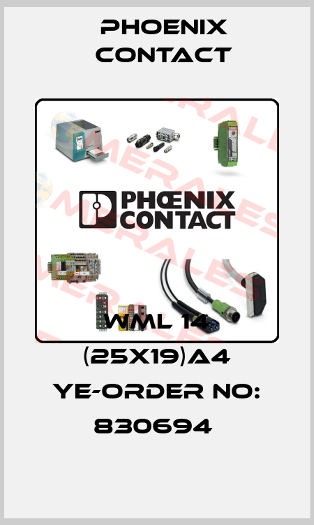 WML 14 (25X19)A4 YE-ORDER NO: 830694  Phoenix Contact