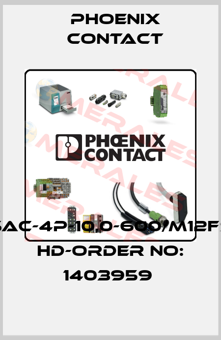 SAC-4P-10,0-600/M12FS HD-ORDER NO: 1403959  Phoenix Contact
