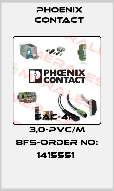 SAC-4P- 3,0-PVC/M 8FS-ORDER NO: 1415551  Phoenix Contact