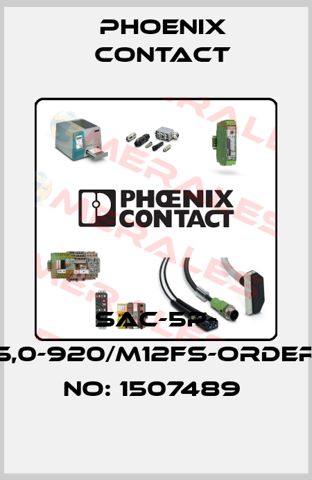 SAC-5P- 5,0-920/M12FS-ORDER NO: 1507489  Phoenix Contact