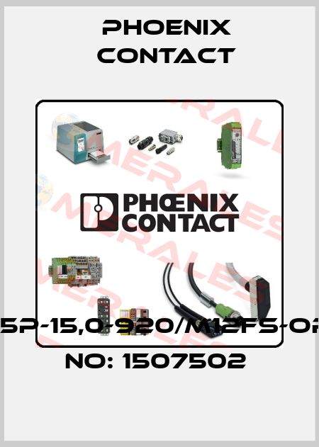SAC-5P-15,0-920/M12FS-ORDER NO: 1507502  Phoenix Contact