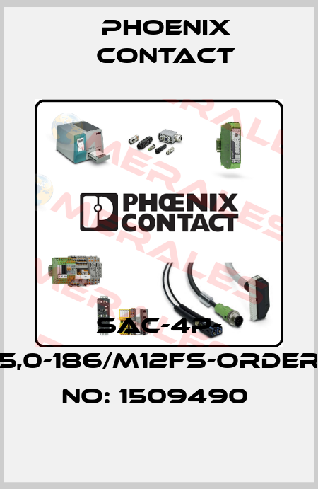 SAC-4P- 5,0-186/M12FS-ORDER NO: 1509490  Phoenix Contact