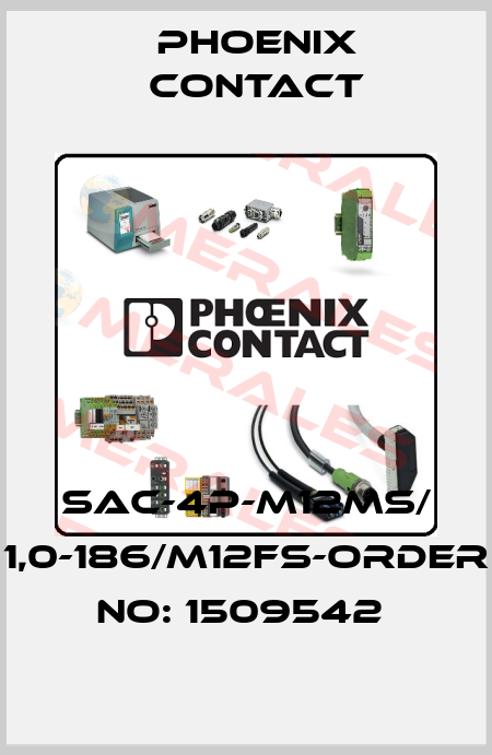 SAC-4P-M12MS/ 1,0-186/M12FS-ORDER NO: 1509542  Phoenix Contact