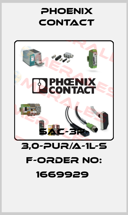 SAC-3P- 3,0-PUR/A-1L-S F-ORDER NO: 1669929  Phoenix Contact