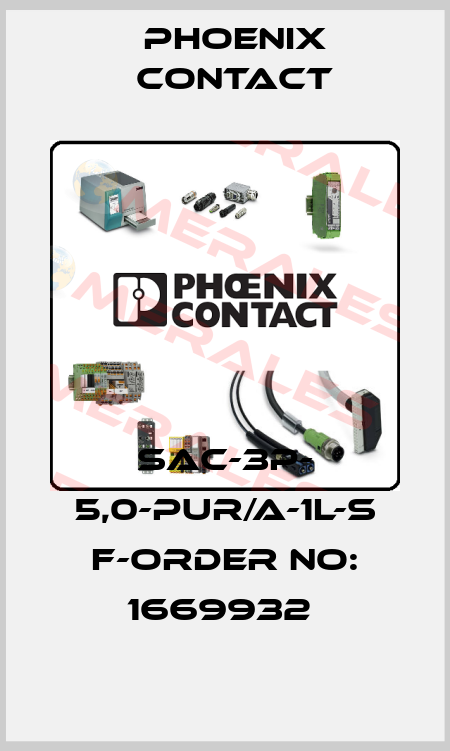 SAC-3P- 5,0-PUR/A-1L-S F-ORDER NO: 1669932  Phoenix Contact