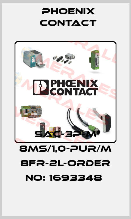 SAC-3P-M 8MS/1,0-PUR/M 8FR-2L-ORDER NO: 1693348  Phoenix Contact