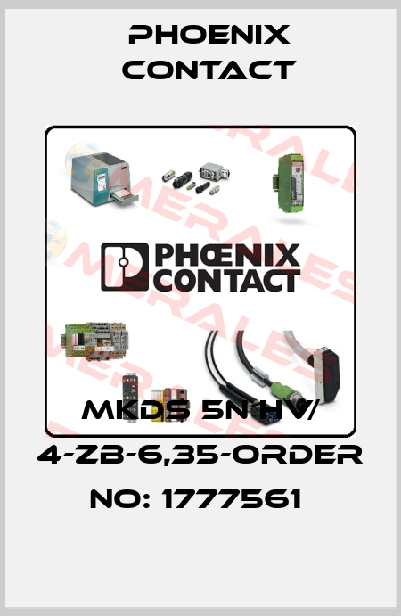 MKDS 5N HV/ 4-ZB-6,35-ORDER NO: 1777561  Phoenix Contact