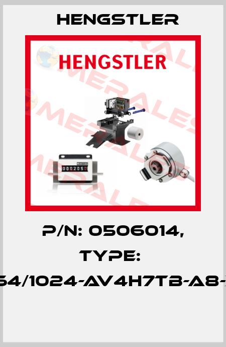 P/N: 0506014, Type:  RI64/1024-AV4H7TB-A8-X0  Hengstler