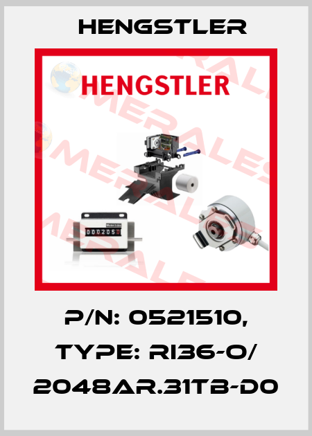 p/n: 0521510, Type: RI36-O/ 2048AR.31TB-D0 Hengstler