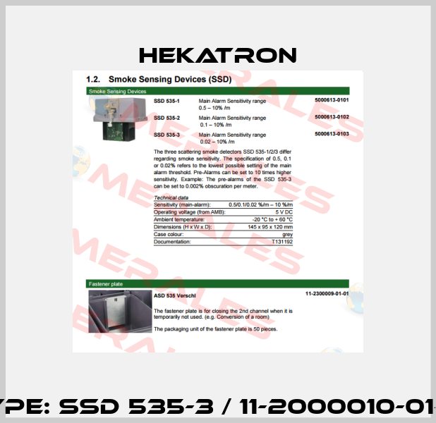 Type: SSD 535-3 / 11-2000010-01-01 Hekatron