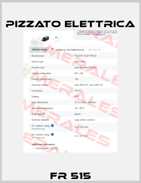 FR 515 Pizzato Elettrica