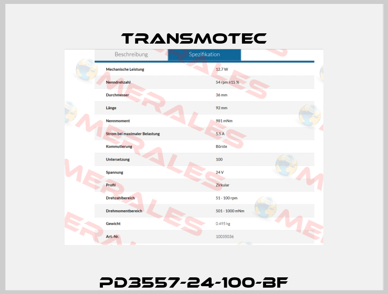 PD3557-24-100-BF Transmotec