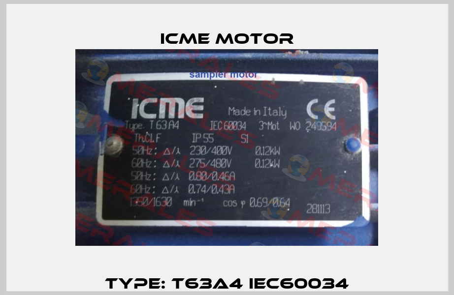 Type: T63A4 IEC60034 Icme Motor