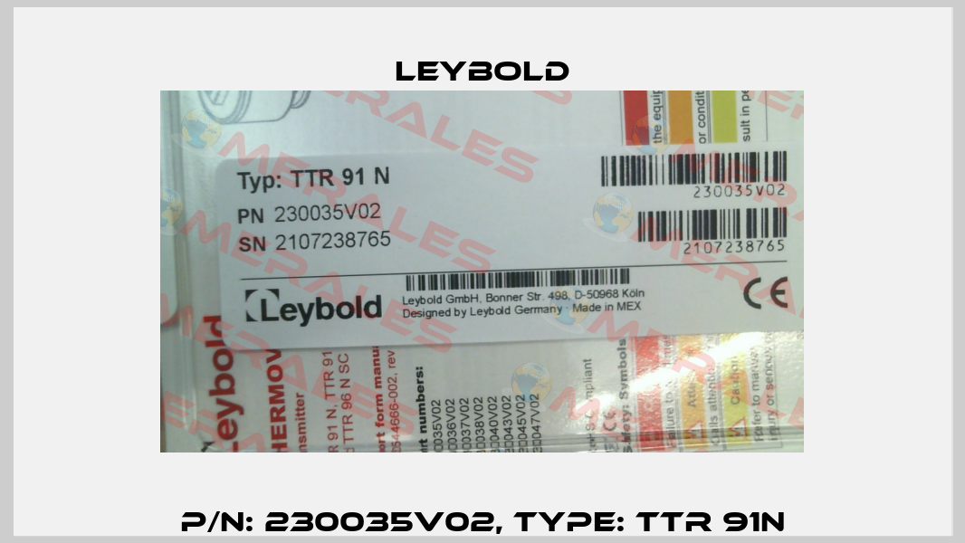 P/N: 230035V02, Type: TTR 91N Leybold