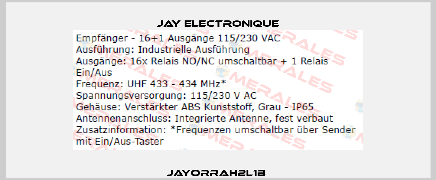 JAYORRAH2L1B  JAY Electronique
