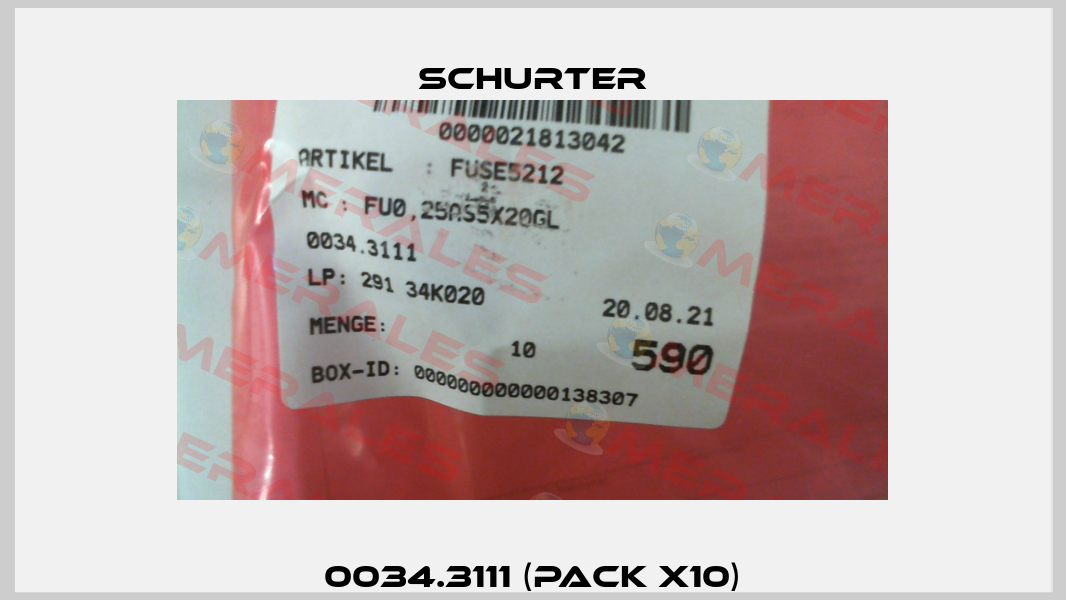 0034.3111 (pack x10) Schurter