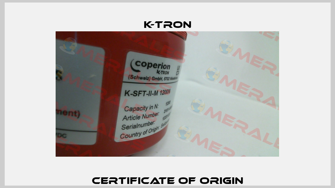 certificate of origin K-tron