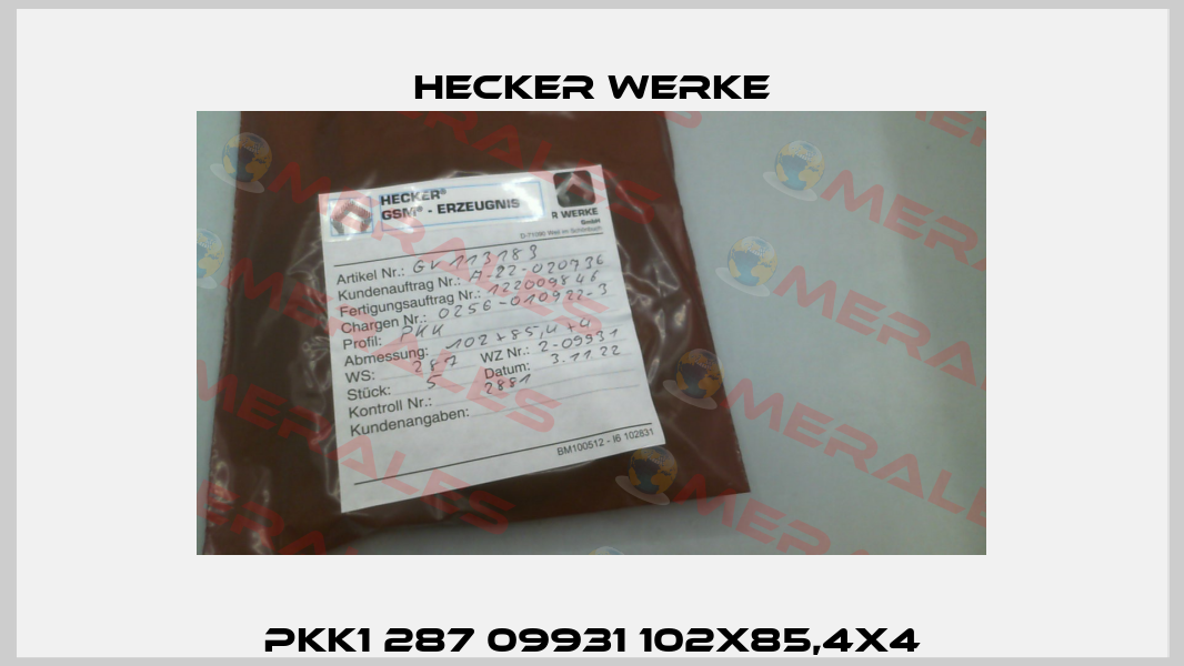 PKK1 287 09931 102x85,4x4 Hecker Werke