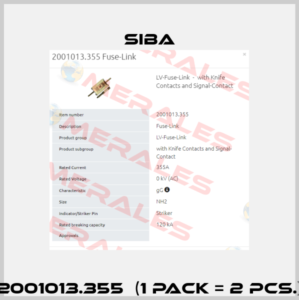 2001013.355  (1 Pack = 2 Pcs.) Siba