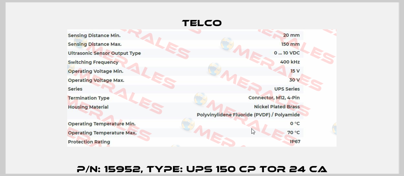 P/N: 15952, Type: UPS 150 CP TOR 24 CA Telco